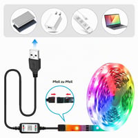 Bandă LED RGB PSTAR 10 m, cu conector USB, controlabilă prin aplicație, sincronizare cu muzica, cu telecomandă și temporizator, pentru acasă, sufragerie, bucătărie 2