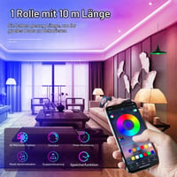 Bandă LED RGB PSTAR 10 m, cu conector USB, controlabilă prin aplicație, sincronizare cu muzica, cu telecomandă și temporizator, pentru acasă, sufragerie, bucătărie 3