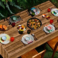Set de 4 fețe de masă dreptunghiulare PTECDROTS cu model de lemn maro rustic, impermeabile și de unică folosință, pentru decorarea petrecerilor, 130 x 218 cm 7
