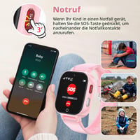 Inteligentné detské hodinky PTHTECHUS 4G s GPS lokátorom, videohovorom, SOS, hlasovým chatom, vodotesnosťou IP68, školským režimom, krokomerom a budíkom, pre deti od 4 do 12 rokov, ružové 6