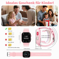 Inteligentné detské hodinky PTHTECHUS 4G s GPS lokátorom, videohovorom, SOS, hlasovým chatom, vodotesnosťou IP68, školským režimom, krokomerom a budíkom, pre deti od 4 do 12 rokov, ružové 9