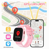 Inteligentné detské hodinky PTHTECHUS 4G s GPS lokátorom, videohovorom, SOS, hlasovým chatom, vodotesnosťou IP68, školským režimom, krokomerom a budíkom, pre deti od 4 do 12 rokov, ružové 3