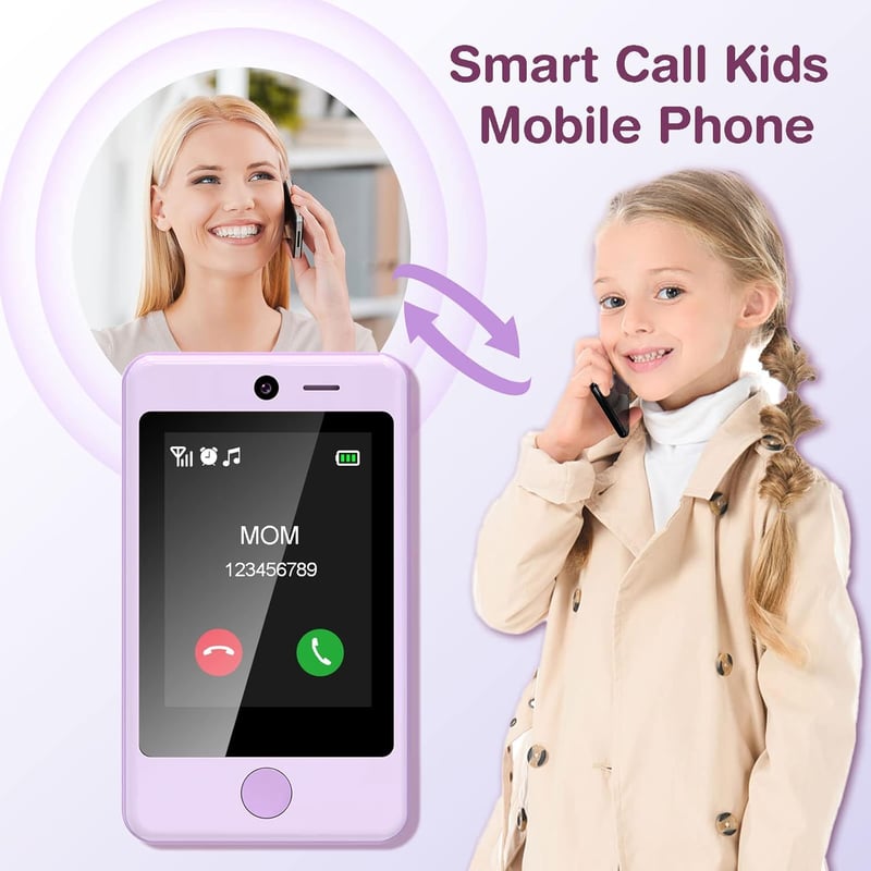 PTHTECHUS Gyerek Mobiltelefon 3,8" Érintőképernyővel - Játéktelefon Hívás, SOS, MP3, Dupla Kamera, 16 Játék, Lépésszámláló, SIM Kártya Támog