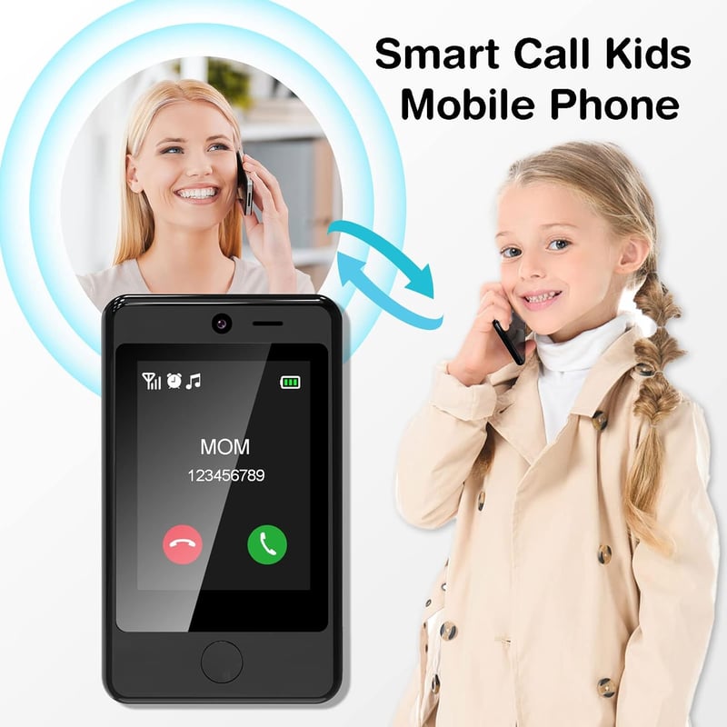 PTHTECHUS Gyerek Mobiltelefon 3,8" Érintőképernyővel - Játéktelefon Hívás, SOS, MP3, Kamera, 16 Játék, Lépésszámláló Funkcióval - Fiúknak és