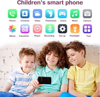 PTHTECHUS Gyerek Mobiltelefon 3,8" Érintőképernyővel - Játéktelefon Hívás, SOS, MP3, Dupla Kamera, 16 Játék, Lépésszámláló, SIM Kártya Támog 3