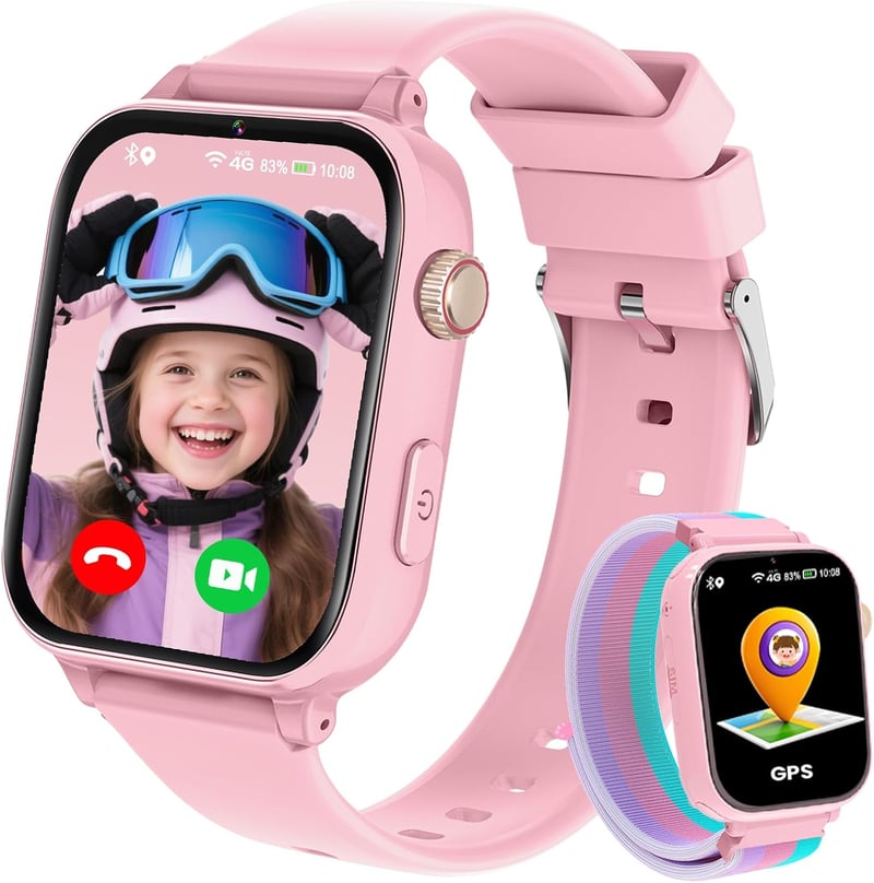 PTHTECHUS gyerek okosóra GPS 4G hívással - pink - 4-12 éves korig
