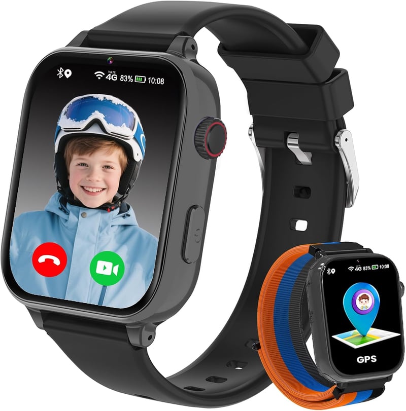 PTHTECHUS gyerek okosóra GPS 4G hívással - fekete - 4-12 éves korig