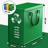 PTMS háromrekeszes hulladékválogató rendszer fedéllel - 50 literes 2