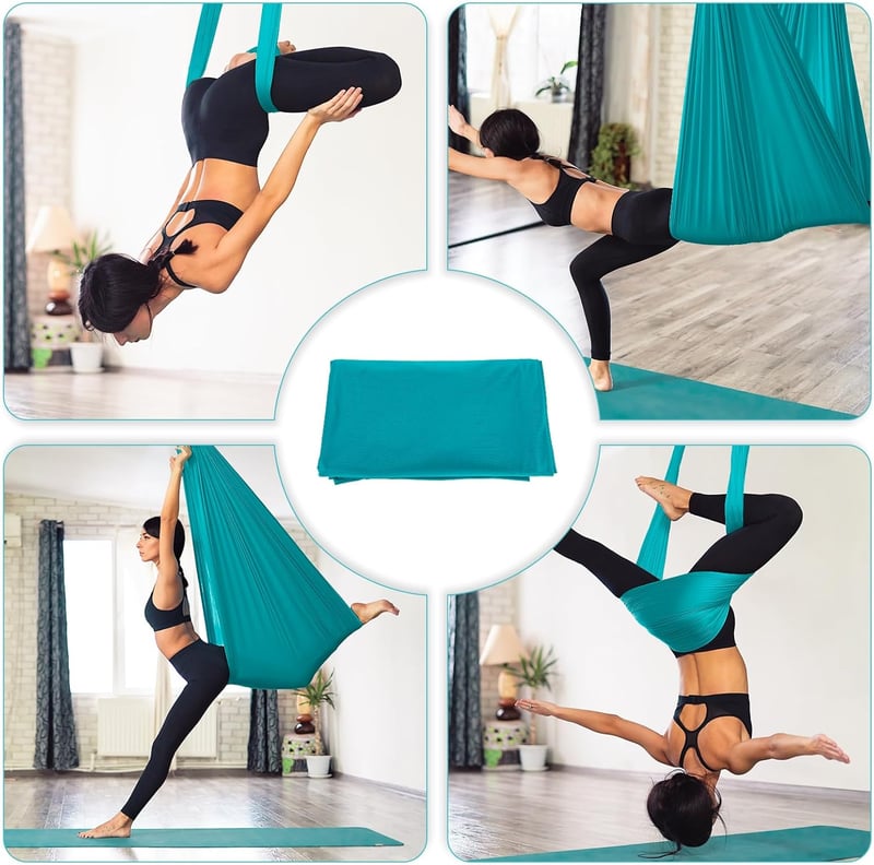 PTSUPLES Aerial Yoga Függőágy 1,5x1,4m 200kg Terhelhetőség Karabiner Szerelvénnyel