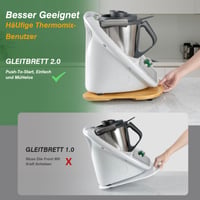PUERSI Posuvná doska pre Thermomix TM6/TM5, bambusová posuvná podložka s kolieskami 2. generácie, jednoduchý pohyb 3