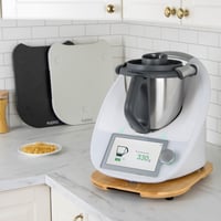 PUERSI Posuvná doska pre Thermomix TM6/TM5, bambusová posuvná podložka s kolieskami 2. generácie, jednoduchý pohyb 6