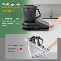 Placă glisantă cu role PUERSI TM7 pentru Thermomix generația a 2-a, suport culisant din bambus, negru 3