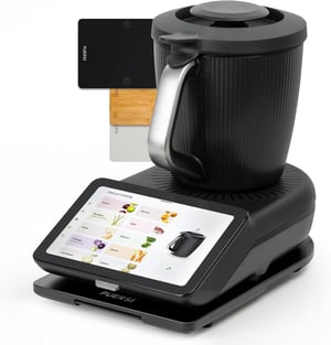 Placă glisantă cu role PUERSI TM7 pentru Thermomix generația a 2-a, suport culisant din bambus, negru