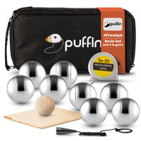 Sada na pétanque PUFFIN Sport – 8 kovových gúľ s príslušenstvom, vonkajšia rodinná hra pre deti aj dospelých, plážová hra 1