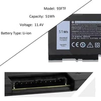 PUGASR 93FTF Baterija za prijenosno računalo za Dell Latitude 5580 5590 5480 5490 5280 5288 5488 5491 5495 5591 E5280 E5480 E5580 Precision 15 3520 3530 seriju 11.4V 51Wh 3