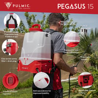 PULMIC Pegasus 15L Pompă de stropit electrică cu acumulator, baterie litiu 25V interschimbabilă, 3 viteze, 3 duze, autonomie de până la 15 ore 2
