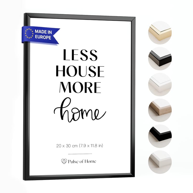 PULSE of HOME Alumínium Képkeret 20 x 30 cm Fekete - Vékony Keret Fotókhoz, Poszterekhez, Gyermekrajzokhoz - Dekoráció Gyerekszobába és Napp