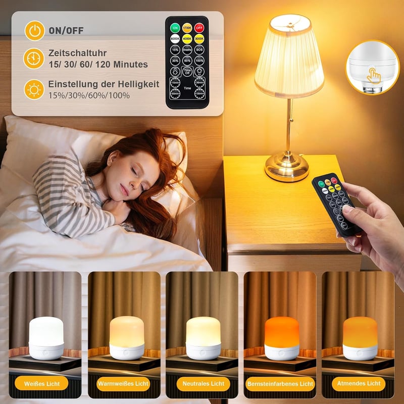 Pulsky LED izzó E27 USB-C töltős távirányítós dimmelhető 2db