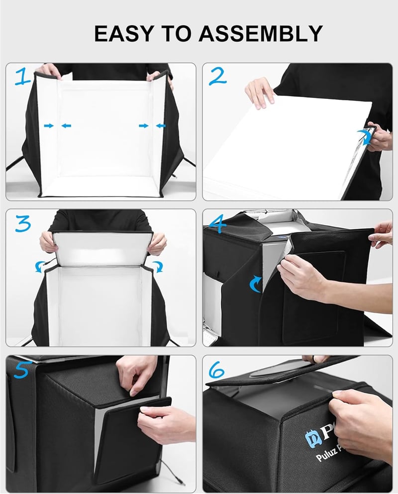 PULUZ 40x40cm Profi Fotóstúdió Softbox 480 LED Dimmer Fénnyel és 4 Háttérrel