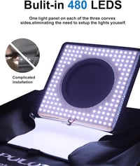 PULUZ 40x40cm Profi Fotóstúdió Softbox 480 LED Dimmer Fénnyel és 4 Háttérrel 2