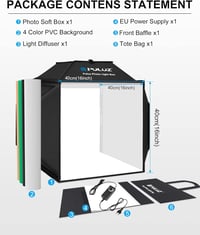 PULUZ 40x40cm Profi Fotóstúdió Softbox 480 LED Dimmer Fénnyel és 4 Háttérrel 8
