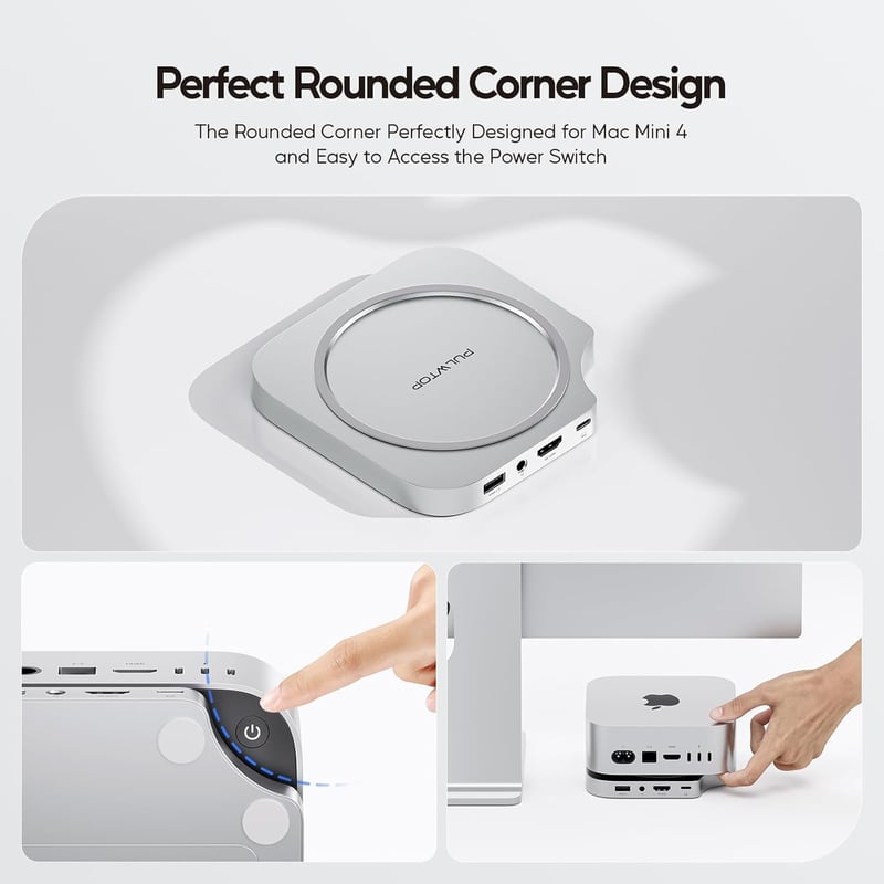 PULWTOP Mac Mini M4 Dock 4TB SSD Ház HDMI 4K USB-C Hub Állvány