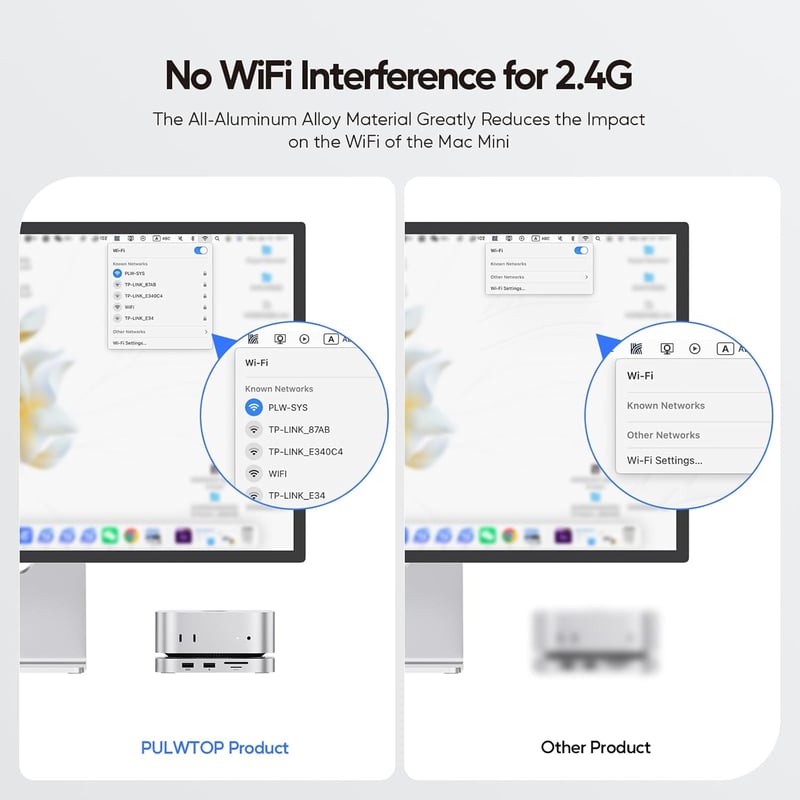 PULWTOP Mac Mini M4 Dock 4TB SSD Ház HDMI 4K USB-C Hub Állvány