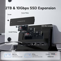 PULWTOP USB-C dokkoló állomás MacBook-hoz, 4K videó, M.2 SSD ház, fekete 3