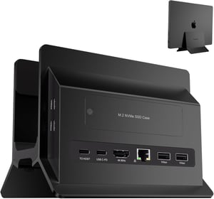PULWTOP vertikalna USB-C priključna stanica s kućištem za M.2 NVMe SSD, 4K/60Hz, crna