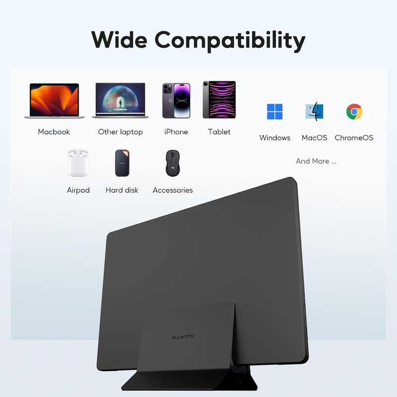 PULWTOP USB-C dokkoló állomás MacBook-hoz, 4K videó, M.2 SSD ház, fekete