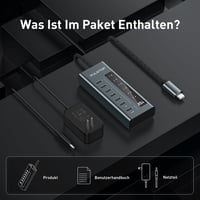 PULWTOP USB-C Hub 7 portos aktív elosztó 20W PD töltéssel és 10 Gbit/s adatátvitellel 6