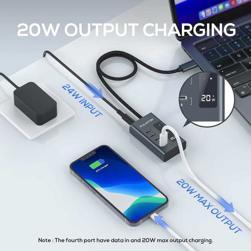 PULWTOP USB-C Hub Laptop Csatlakozó Multifunkciós Adapter