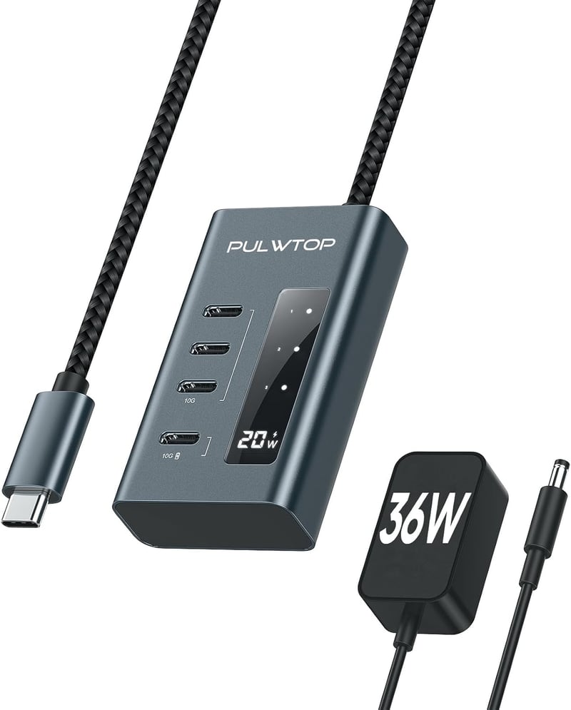 PULWTOP USB-C Hub Laptop Csatlakozó Multifunkciós Adapter