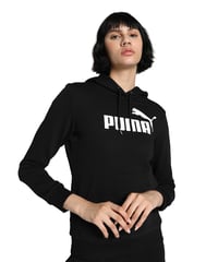 Hanorac Damă PUMA Ess Logo cu Glugă – Negru, Mărimea XS – Hanorac Fleece 1