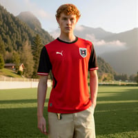 PUMA ÖFB Domáci replika dresu rakúskej futbalovej reprezentácie pre mužov - červená/čierna 2