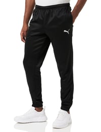 Pantaloni de trening unisex PUMA Teamrise Poly – Negru-Alb, Mărimea L 4