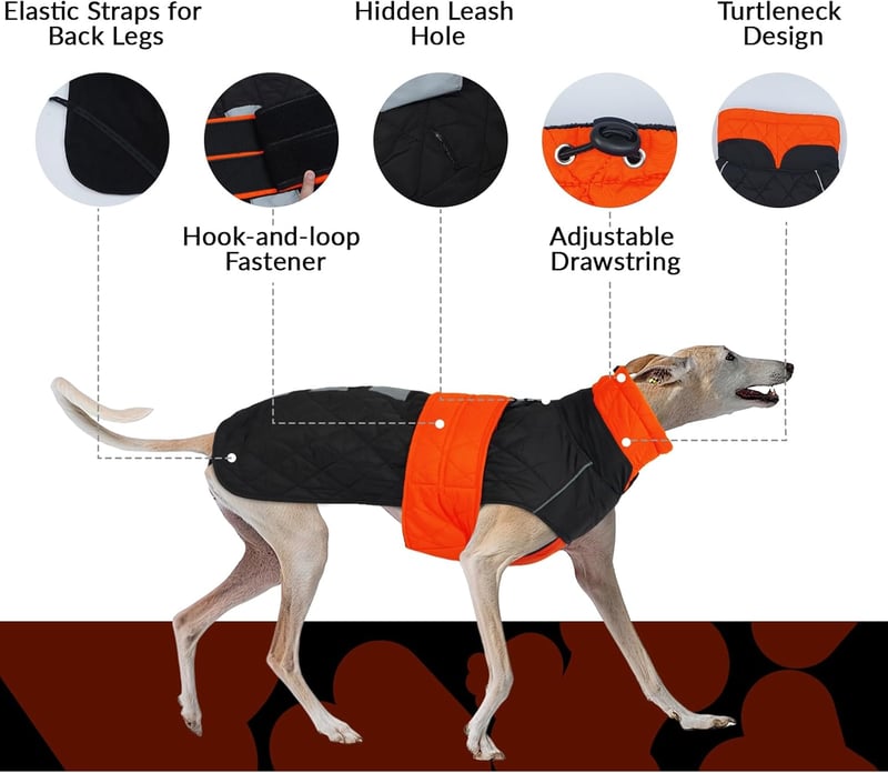 PUMYPOREITY Greyhound Téli Kabát XXXL Vízálló Polár Kutyaruha Piros - 3XL, orange