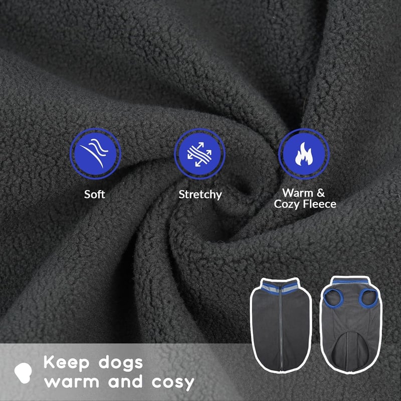 PUMYPOREITY Kutyakabát Fleece Barna 2XL Téli Meleg Szélálló Cipzáras