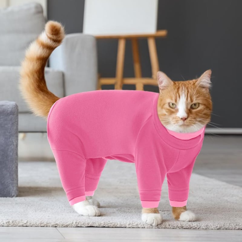 PUMYPOREITY Macska Overál Hosszú Ujjal, Téli Macska Ruha Pink S Méret