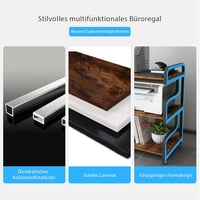 PUNCIA 3 szintes nyomtatóállvány kerekekkel, fa-fém nyomtatóasztal 6