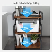 PUNCIA 3 szintes nyomtatóállvány kerekekkel, fa-fém nyomtatóasztal 4