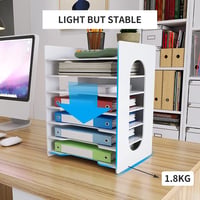 PUNCIA A4 stalak za dokumente, 7 odjeljaka, stolni organizator od PVC materijala, bijeli 5
