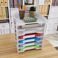 PUNCIA A4 stalak za dokumente, 7 odjeljaka, stolni organizator od PVC materijala, bijeli 3