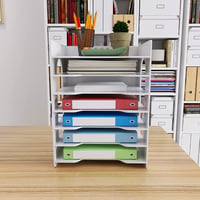 PUNCIA A4 stalak za dokumente, 7 odjeljaka, stolni organizator od PVC materijala, bijeli 2