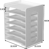 PUNCIA A4 stalak za dokumente, 7 odjeljaka, stolni organizator od PVC materijala, bijeli 4