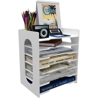 PUNCIA A4 stalak za dokumente, 7 odjeljaka, stolni organizator od PVC materijala, bijeli 8