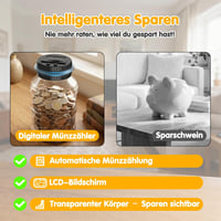 Pup Go digitális persely LCD kijelzővel, 1,8L érmecsaláló, átlátszó elektromos perselypapír 3