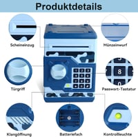 Pup Go elektronikus persely jelszavas pénzgyűjtő gyerekeknek 3+ Camo Blue valós hanghatások nagy kapacitás fiúknak lányoknak 8