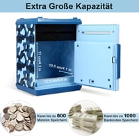 Pup Go elektronikus persely jelszavas pénzgyűjtő gyerekeknek 3+ Camo Blue valós hanghatások nagy kapacitás fiúknak lányoknak 3