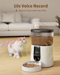 PUPPY KITTY Automata Kisállat Etető 4L WiFi Applikációval - Hangfelvételes Adagoló Macskáknak és Kutyáknak, Napi 1-10 Etetés, Fehér 7